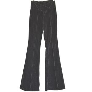 Stitch & Pine Black Velvet Crossover Flare Pants Womens Size S